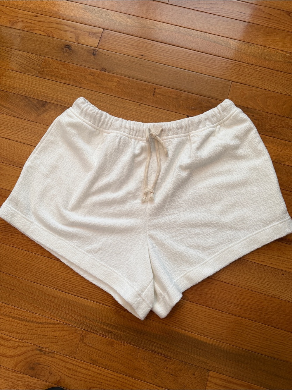 aerie White Terry Drawstring Athletic Shorts